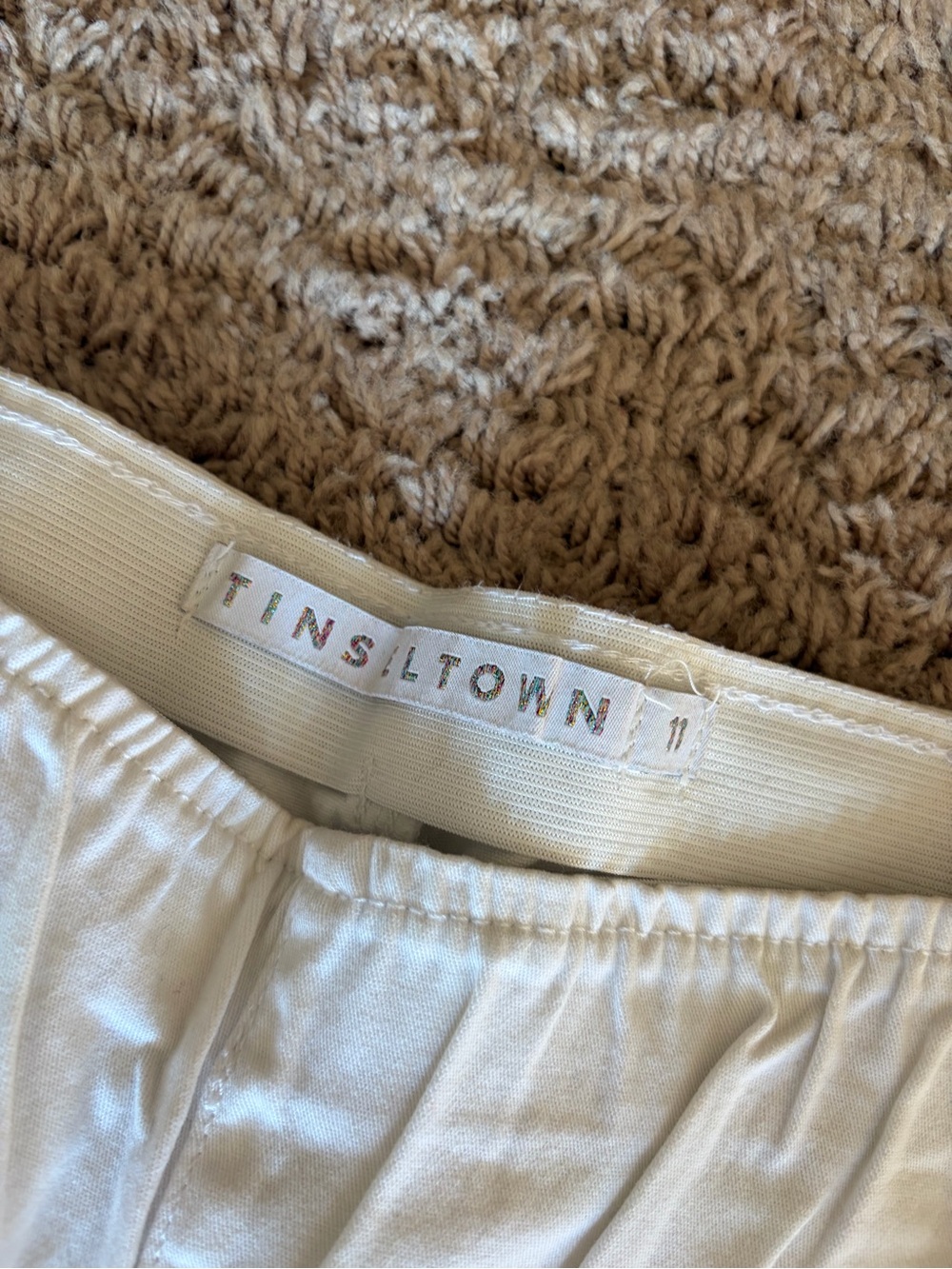 Vintage-Inspired White Flare Pants Raw Hem Stretch Bootcut - Picture 2 of 3